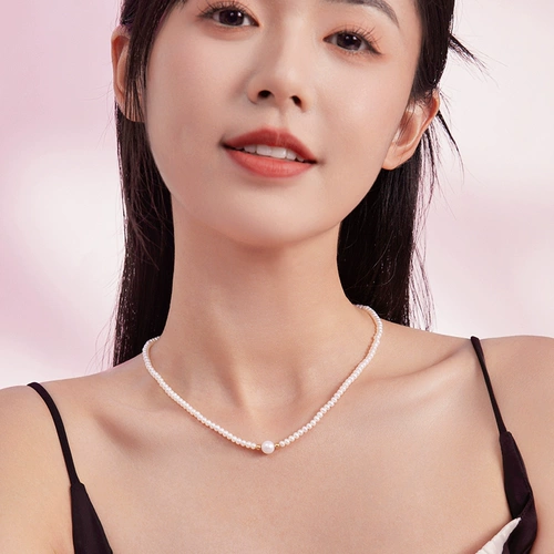 Ожерелье из жемчуга T Saturday Lucky Yellow из 18-каратного жемчуга 𫔀 Украшение для шеи из пресноводного жемчуга Французский элегантный китайский подарок для девочек на День святого Валентина