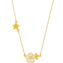 Saturday Blessing Gold Hetian Jade Necklace Pure Gold Jade Flower Chain Pendant Gold Inlaid Jade Neck Ornament Official Chinese Valentines Day Gift
