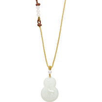 Saturday blessing natural Hetian white jade pendant gourd necklace good gift jade holiday gift