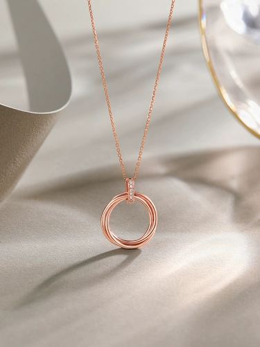 Натуральная бриллиантовая подвеска, золотое кольцо, золото 750 пробы, розовое золото