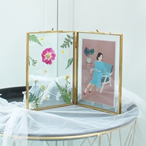 Original design Nordic French plant embossed specimen rectangular glass metal photo frame decorative frame