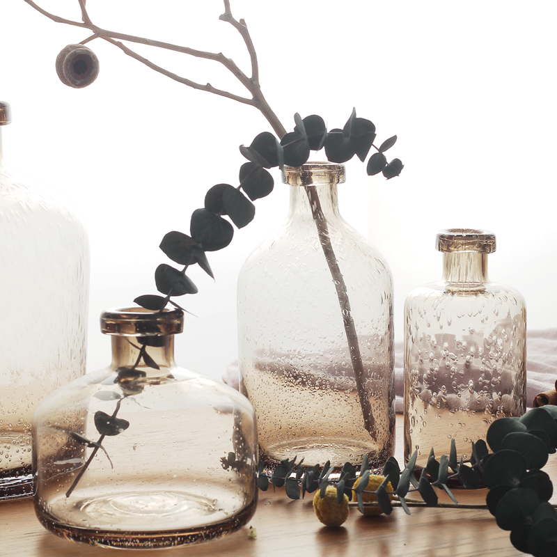 Mountain Tree ins Nordic minimalist narrow mouthwatering grey glass florist transparent hydropony glass vase Home décor