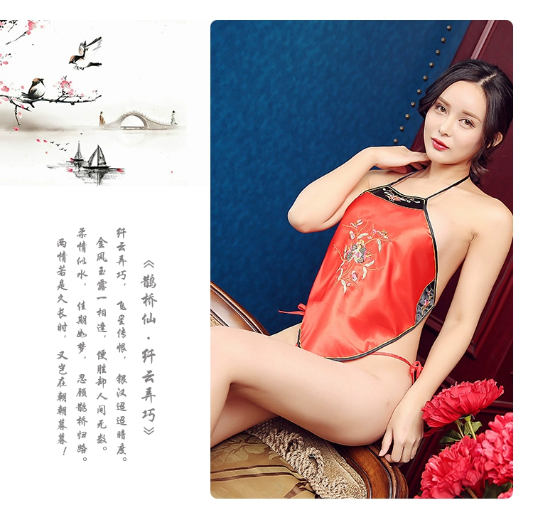 Ladies dành cho người lớn tạp dề quan hệ tình dục lụa thêu tạp dề đồ lót người lớn đồ ngủ của phụ nữ túi