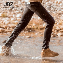 UBZ waterproof snow boots mens one pedal low-top cotton shoes warm in winter and velvet non-slip cotton boots with thick bottom boots