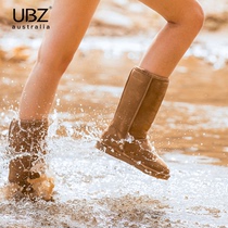 UBZ waterproof snow boots women high tube 2021 new winter plus velvet leather padded northeast cotton shoes long tube boots