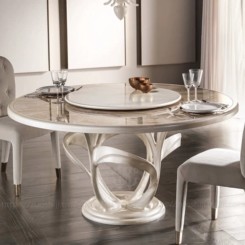 Обеденный стол из натурального мрамора, круглый стол, светильник, роскошный обеденный стол на шесть человек, домашний круглый обеденный стол, диаметр 1,5 метра, обеденный стол