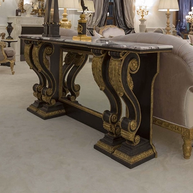 Классический черный стенд из натурального дерева, мраморный диван