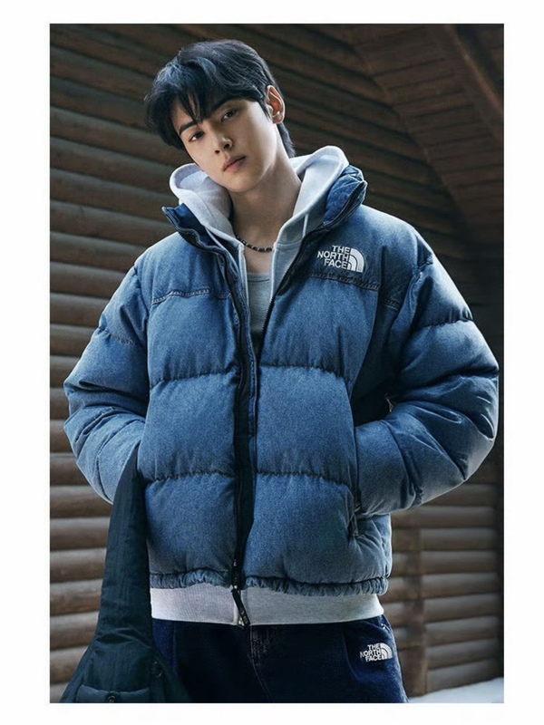 The North Face Nuptse Retro Warm Denim down Jacket, Same Style as Cha Eun-Woo