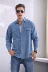 Mùa xuân và mùa thu denim áo dài tay cotton cotton áo khoác denim áo rộng kích thước lớn chất béo quần yếm nam - Cao bồi thời trang năm 2021	 Cao bồi