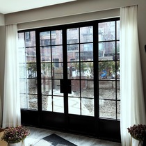 Shanghai extremely narrow glass door retro villa lattice window balcony light luxury square old steel window antique wrought iron glass window