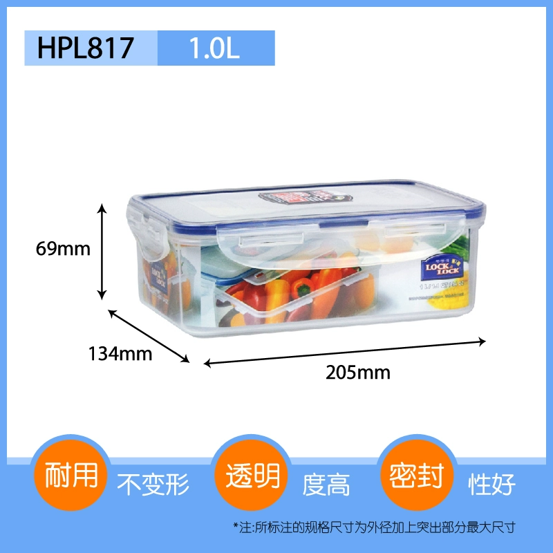 Khóa & Khóa Hộp nhựa PP5 Hộp lưu trữ lò vi sóng Lò vi sóng Hộp cơm trưa 1L Hộp bảo quản thực phẩm kín HPL817 Hộp Bento - Hộp cơm điện sưởi ấm