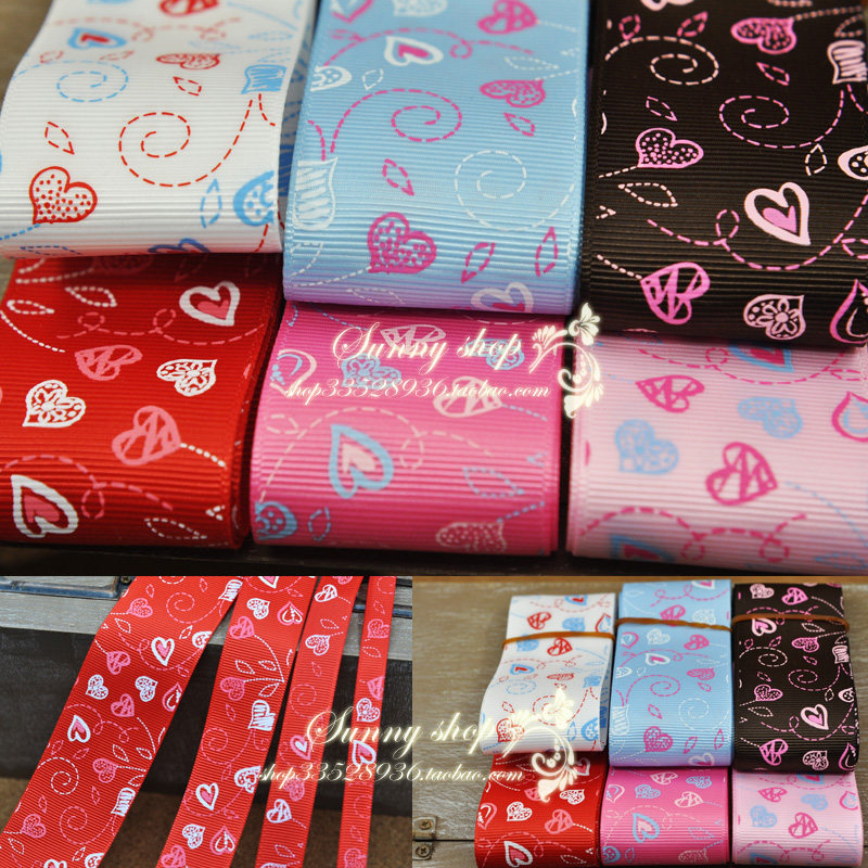 Bow headwear hair accessories diy material peach heart thread ribbon HB13090225 1 piece = 1 meter