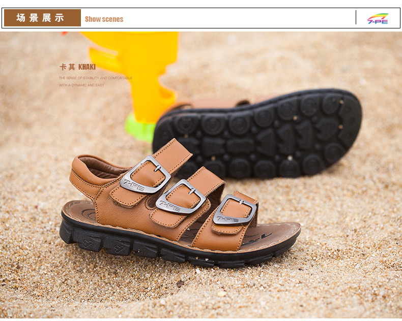 Sandales enfants en cuir orteil suture de voiture pour été - semelle caoutchouc - Ref 1053438 Image 55