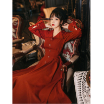 Big code woman dress Fat mm Thin Winter Clothing Fashion Trends Temperament Red Dress Style Gentle Style Gentle Breeder Dress