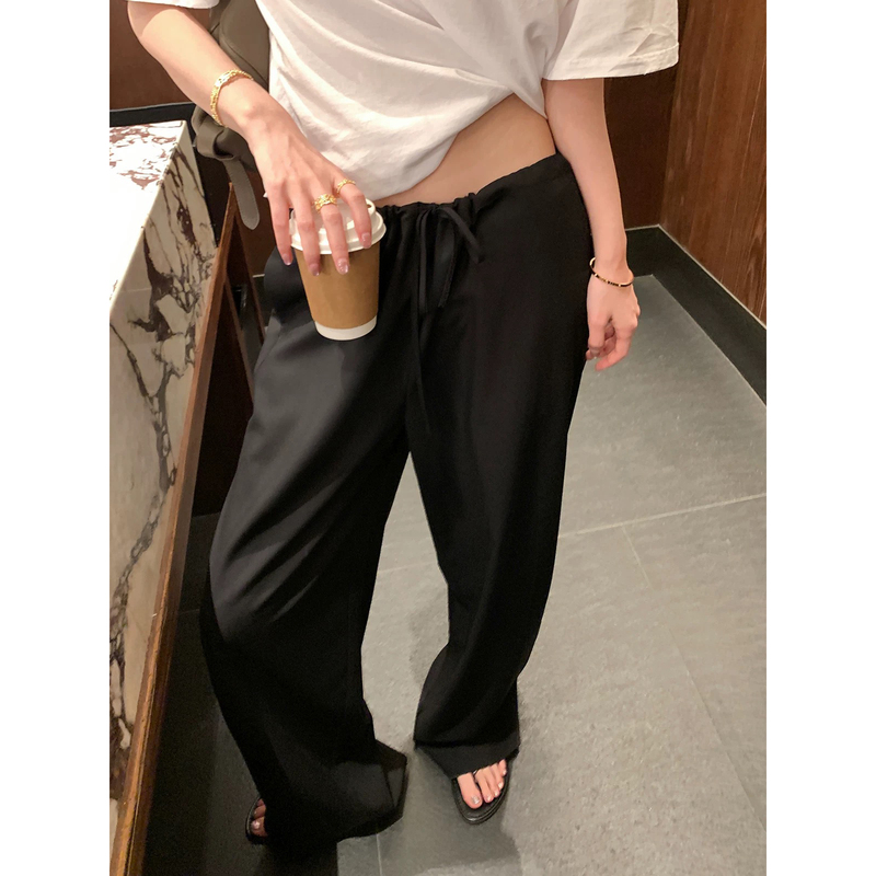 Ls Mulberry Silk Rayon Supermodel Pants for Women Spring/Summer High-End Casual Draped Floor-Length Pants Fashionable Versatile Long Trousers Ls Mulberry Silk Rayon Supermodel Pants for Women Spring/Summer High-End Casual Draped Floor-Length Pants Fashionable Versatile Long Trousers