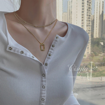 Double stack wear necklace 2021 new female light luxury niche choker simple temperament Joker long spring summer