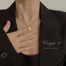 M letter square brand pendant necklace female 2021 New light luxury niche choker advanced sense exquisite neck chain summer