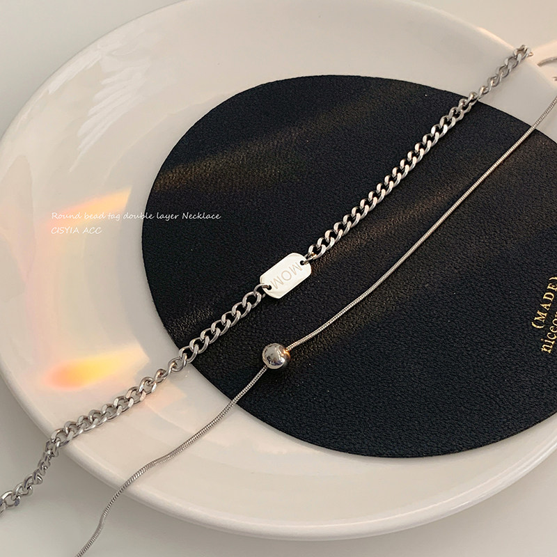 双层叠带项链ins冷淡风小众设计感钛钢锁骨链颈链女夏2022年新款详情9