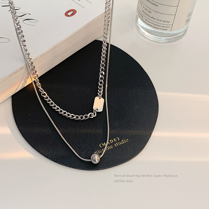 双层叠带项链ins冷淡风小众设计感钛钢锁骨链颈链女夏2022年新款详情5