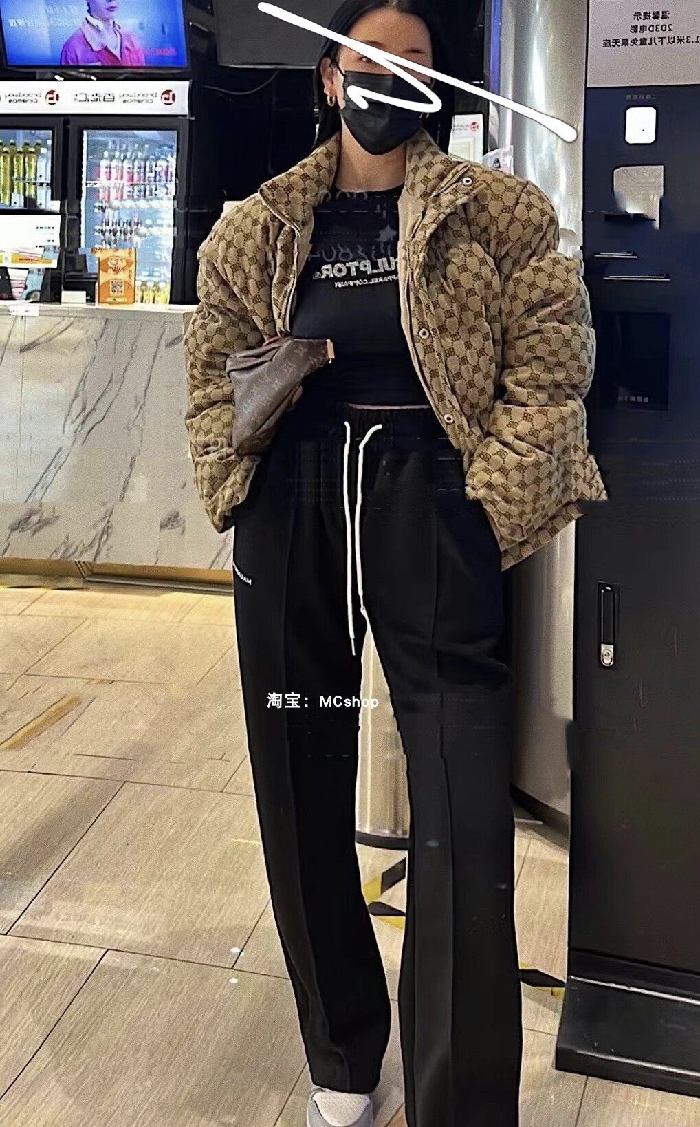 2022 Korea Spring/Summer Fashionable Drawstring Elastic Waist Loose Sports Letter Embroidery Composite Cotton Casual Pants Mopping Pants