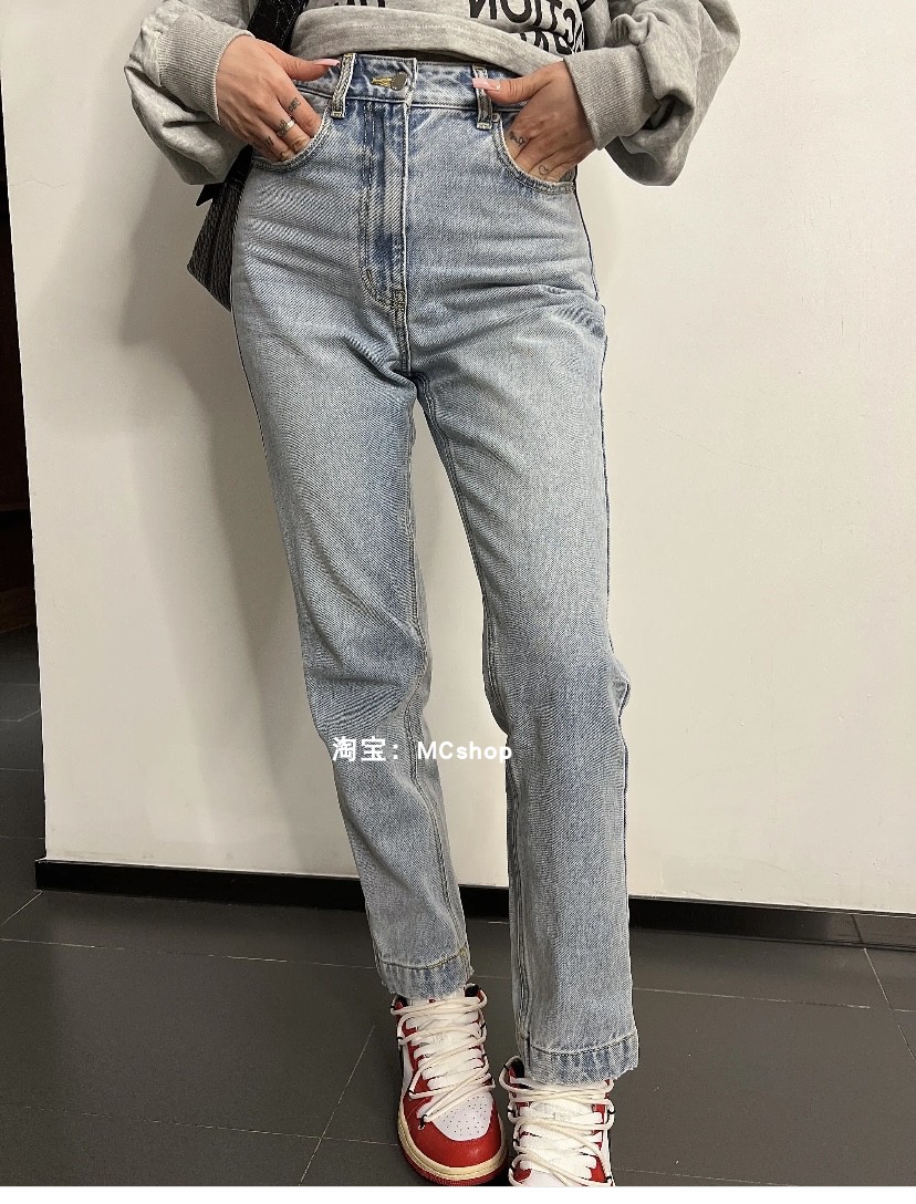 Light skinny jeans 2022 Korea early spring new trendy 100 lap high waist display slim slim straight cylinder jeans long pants woman