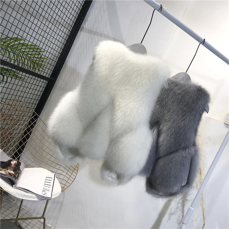 Faux Fur Vest for Women, Short Style, 2024, Imitation Fox Fur, Small Water Drop Design, Mink Velvet Vest, Jacket, Waistcoat