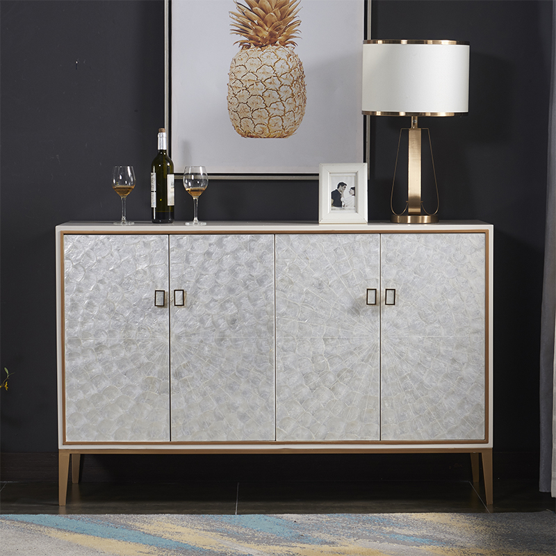 Light luxury shell porch cabinet integrated living room dining cabinet home decoration cabinet side cabinet door shoe cabinet modern seven-drawer cabinet