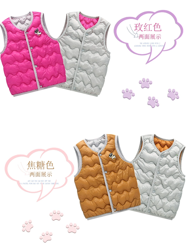 Trẻ em mới xuống áo vest cotton mùa thu và mùa đông bé trai và bé gái phim hoạt hình bé mặc vest vest vai - Áo ghi lê