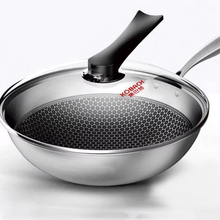 蜂窝不粘锅炒锅家用电磁炉燃气灶专用不锈钢