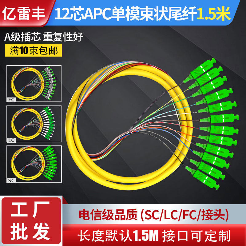 SC FC LC APC 12 core beam tail fiber APC Radio and Television Special CATV Fiber Jumper