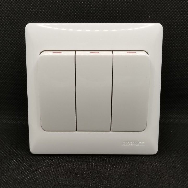 Matsumoto switch socket three-open switch three-open double-cut single-control double-cut panel 3 open three-position wall switch