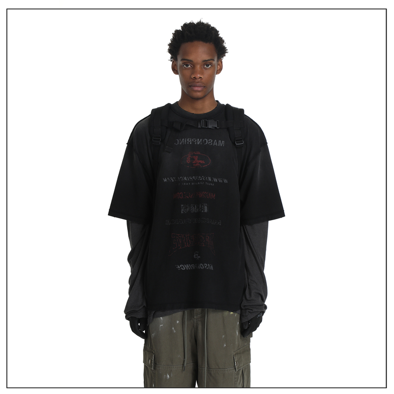 Masonprince Breaks Free from Thinking Mp Collection Edition Vi Distressed Subtitle Arrangement Design Loose Short-Sleeve T-Shirt