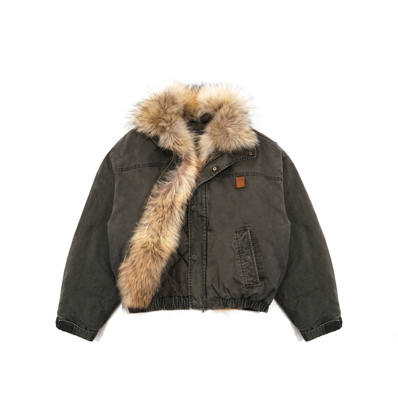 Masonprince*25 Winter Workwear Canvas Real Fur Hunting Jacket