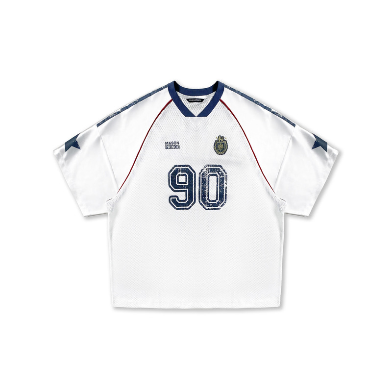 Masonprince American-Style Comfortable Mesh 90 Graffiti Star Badge-Style Rugby Jersey Loose Short-Sleeved T-Shirt Masonprince American-Style Comfortable Mesh 90 Graffiti Star Badge-Style Rugby Jersey Loose Short-Sleeved T-Shirt