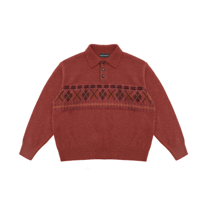Masonprince* Holiday Selection Rust Red Limited Edition Fair Isle Sweater Couple Version Masonprince* Holiday Selection Rust Red Limited Edition Fair Isle Sweater Couple Version
