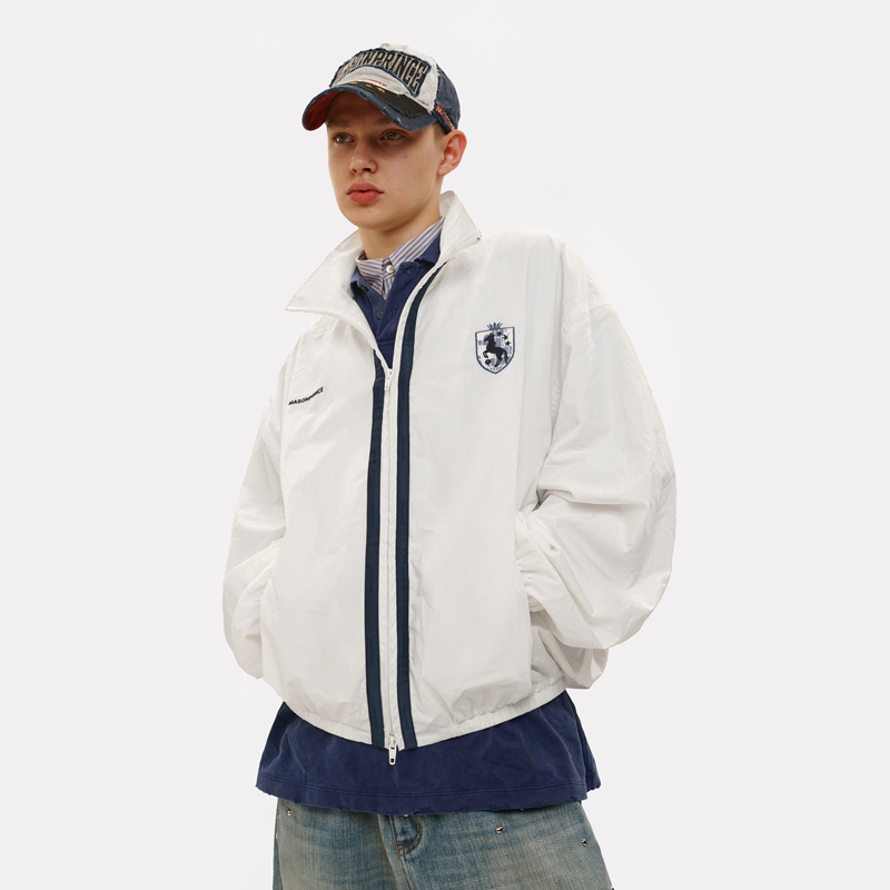 Masonprince|White Sports Horse Racing Trainer Casual Jacket Masonprince|White Sports Horse Racing Trainer Casual Jacket