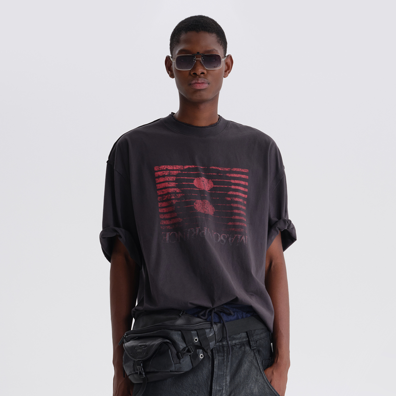 Mason Prince |   Gradient Number 8 Crackle Print Short-Sleeved T-Shirt