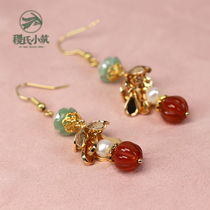 Jis Xiaozhu Chunchu front original ancient style handmade hair accessories set Hanfu earrings earrings set