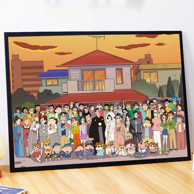 Пазл с семейным портретом Crayon Shin-chan, 1000 деталей, с фоторамкой, продвинутый стиль аниме-сериала для взрослых, игрушка в подарок Изображение 1