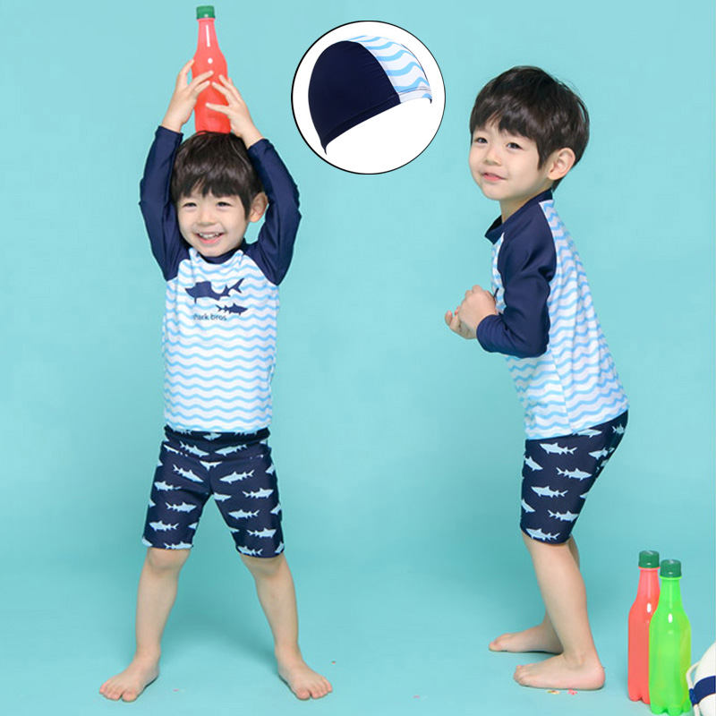 Children's bathing suit boy boy student swimsuit Two-type sunscreen CUHK Scout CUHK Overweight Overweight Baby Swimsuit Suit