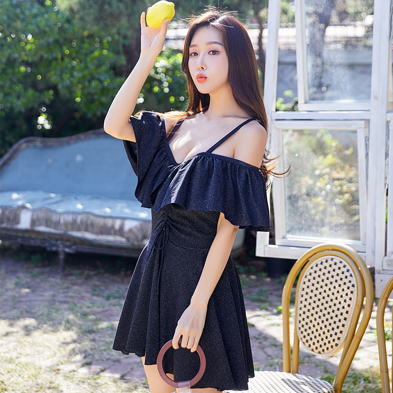 Swimsuit women's one-piece skirt sexy steel tray size chest gathered to cover the belly thin conservative 2020 new Korean ins