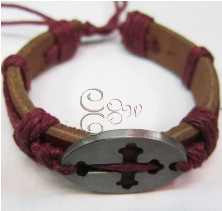 Ретро металлический модный кожаный браслет