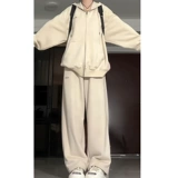 Спортивный костюм, комплект для школьников, ретро абрикосовая толстовка, популярно в интернете