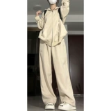 Спортивный костюм, комплект для школьников, ретро абрикосовая толстовка, популярно в интернете