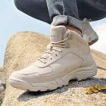 Still Walking winter hiking shoes mens high-top plus velvet warm leather non-slip outdoor tooling hiking shoes mens snow boots