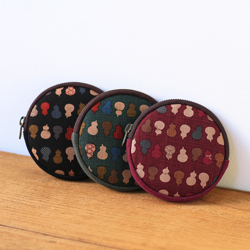 Cloth play handmade round coin purse female small mini Korean ins girl heart cute Japanese coin bag ancient style