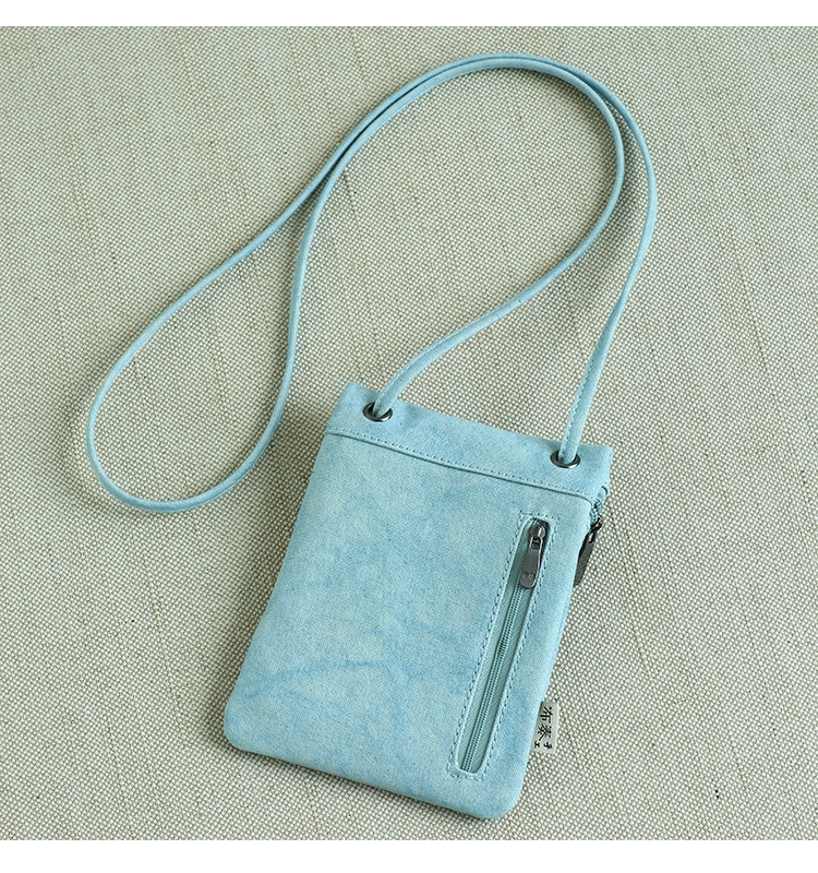 Vải canvas treo cổ điện thoại di động túi đeo chéo nữ vải mini ví đựng điện thoại