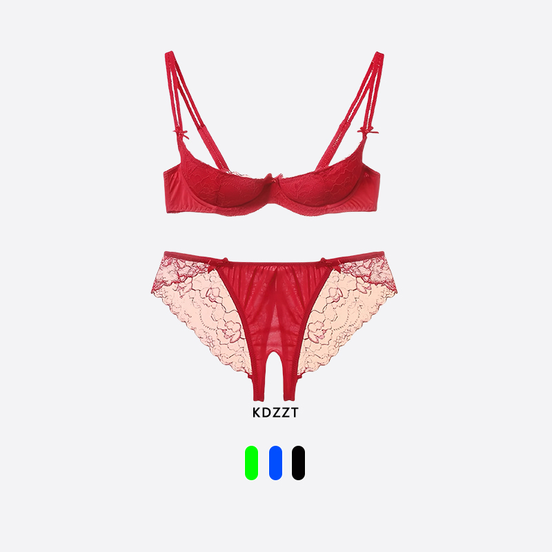 Kdzzt French Design Quarter Cup Half Support Red Sexy Lace Intimates Breast Support Push up Bra