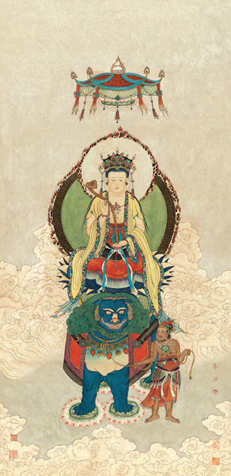 Copy Print Xia Jingshan Wenshu Bodhisattva 67x138cm SILK-Taobao