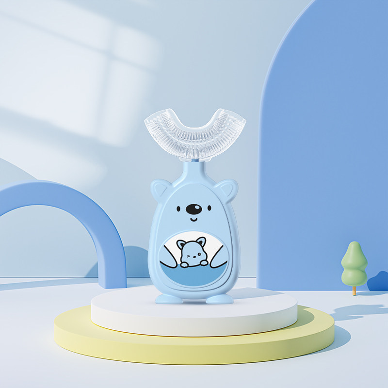 儿童u型牙刷婴幼儿宝宝0到3到6-12小孩牙刷硅胶软毛刷牙护齿神器